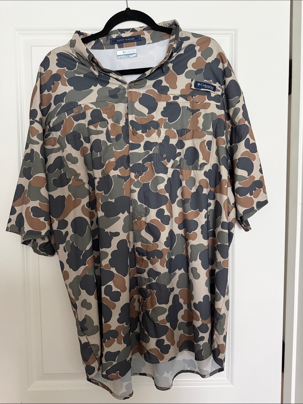 Columbia Short-Sleeve Duck Camo Button-Down Shirt - Brown/Green/Gray